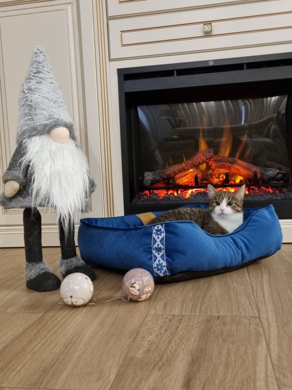 Лежак з велюру "З Україною в серці" синій