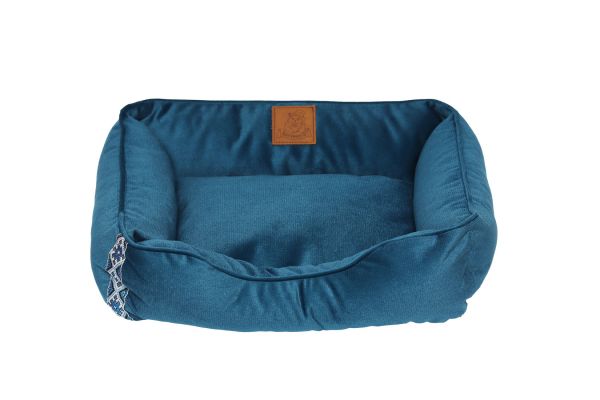 Лежак з велюру "З Україною в серці" синій