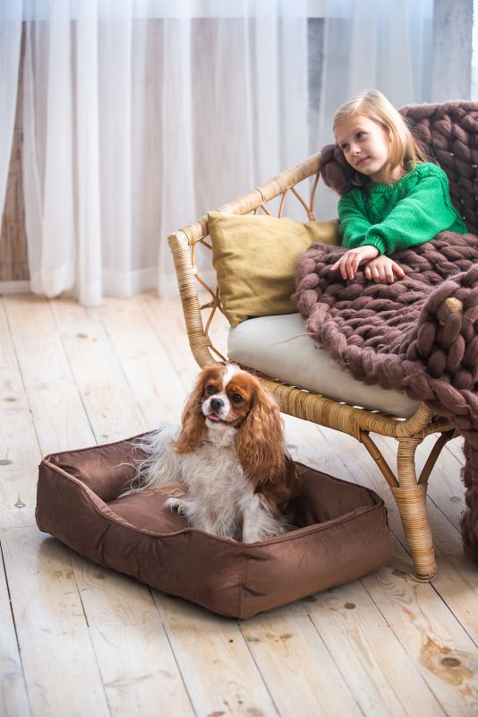 Лежак для котів та собак коричневий